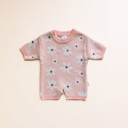Knit Romper - Organic Cotton - Daisy knit Halo & Horns Company 3-6 months 