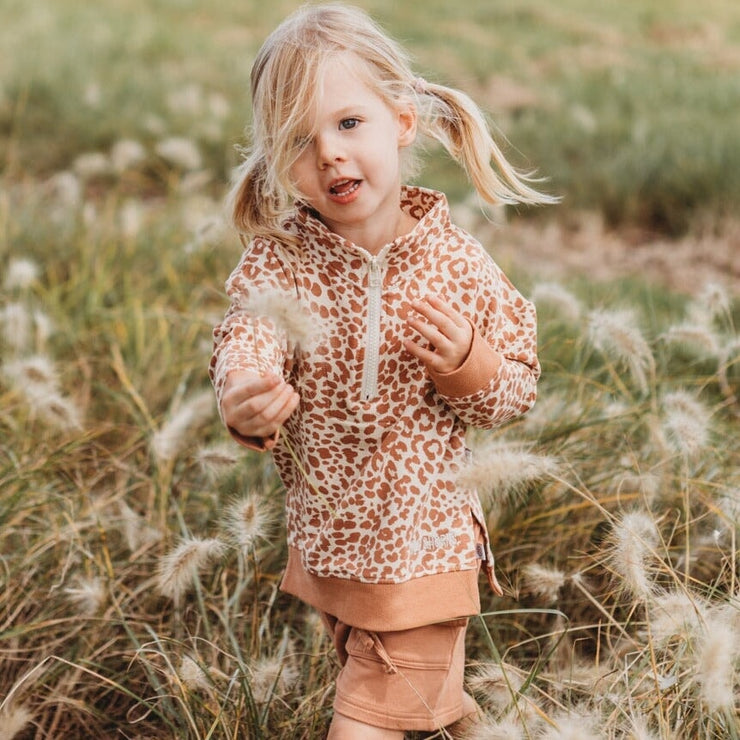 Perfect Pair -Track Pullover - Clay Leopard & Clay Short Set Jumper Halo & Horns Company 