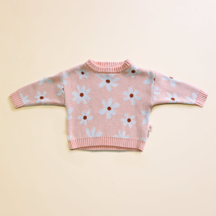 Knit Sweater - Organic Cotton - Daisy knit Halo & Horns Company 0-3 Months 