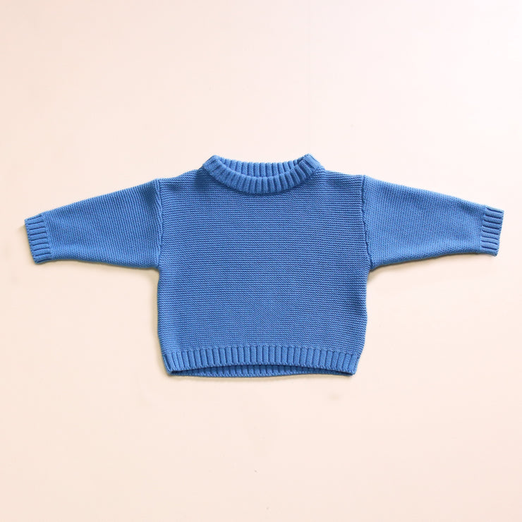 Knit Sweater - Organic Cotton - Cornflower knit Halo & Horns Company 0-3 Months 