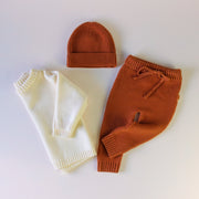 Organic Knit Pants - Chocolate Onesie Halo & Horns 