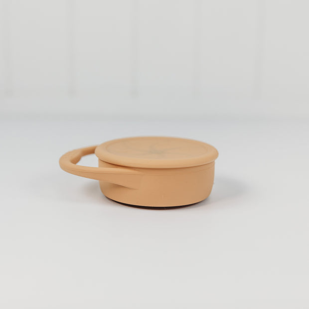 SIlicone Snack Cup with Lid -collapsible - Caramel Baby Plate Halo & Horns Company 