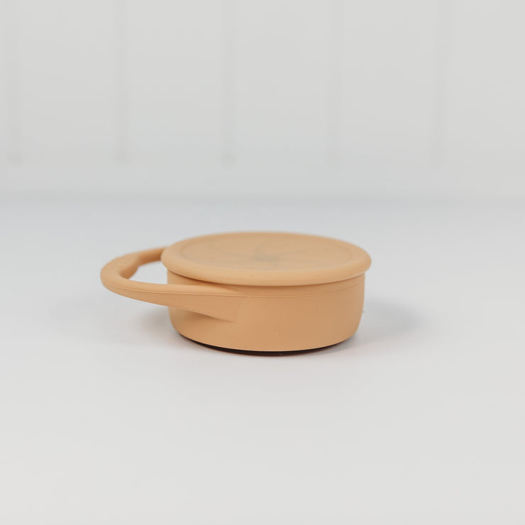 SIlicone Snack Cup with Lid -collapsible - Caramel Baby Plate Halo & Horns Company 