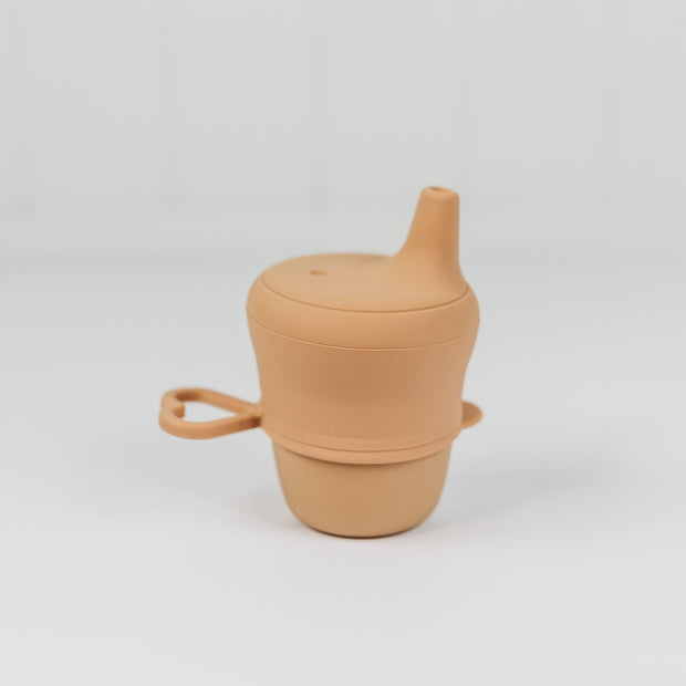 Silicone Sippy Cup with Lid - Caramel Baby Bib Halo & Horns Company 