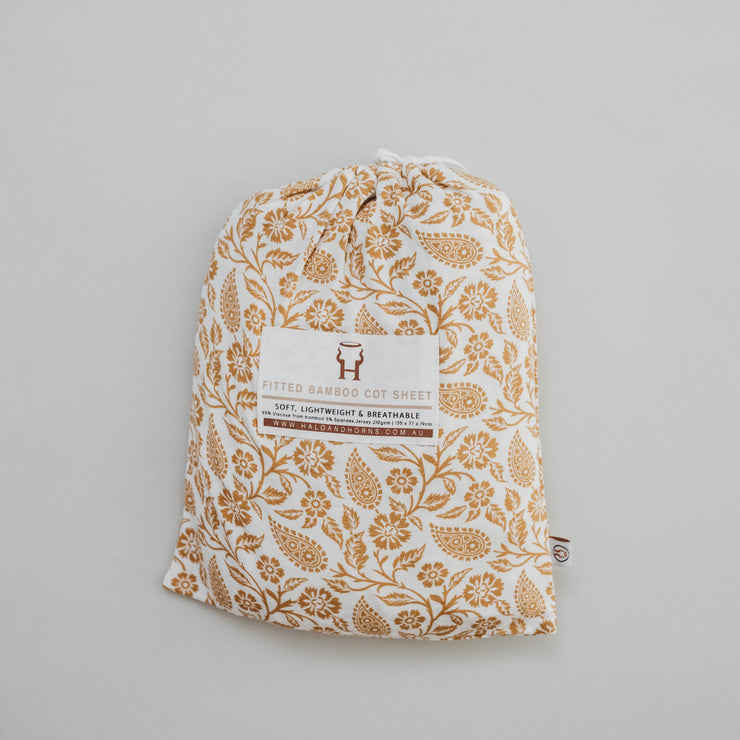 COT Sheet Fitted - Bamboo Fitted - GINGER BOHO Cot Sheets Halo & Horns 