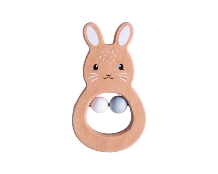 Wooden Rabbit Rattle - 100% FSC® Certified Halo & Horns 