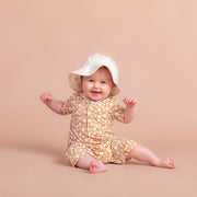 Romper Pocket - Short Sleeve- Honey Daisy Romper Halo & Horns 