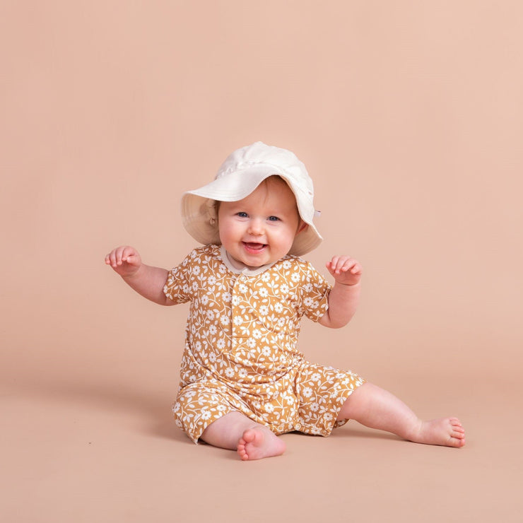 Romper Pocket - Short Sleeve- Honey Daisy Romper Halo & Horns 