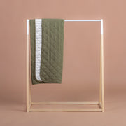 Cot Quilt - Linen - Bamboo - Olive| Stripe under Baby Blanket Halo & Horns 