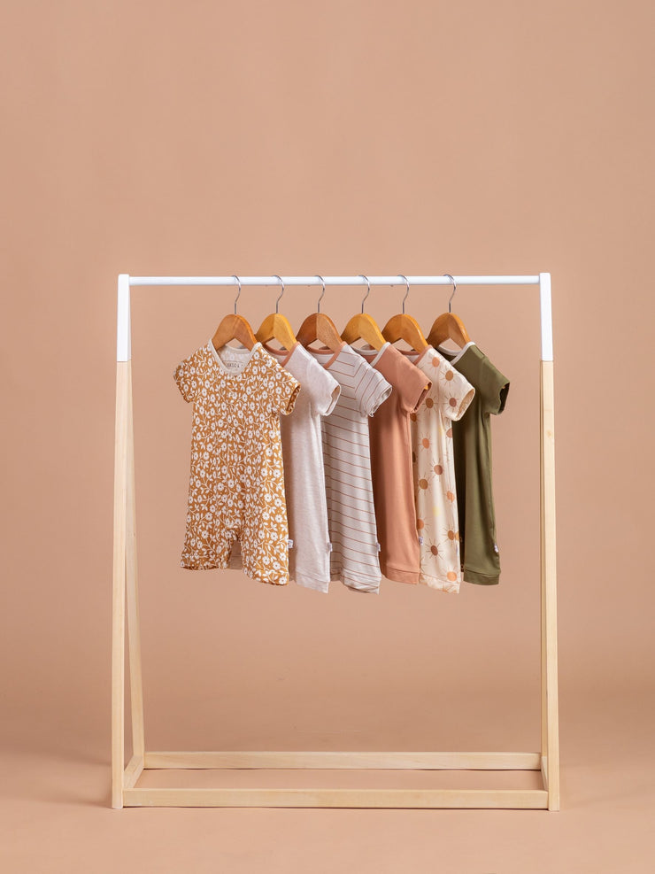 Romper Pocket - Short Sleeve- Clay Romper Halo & Horns 