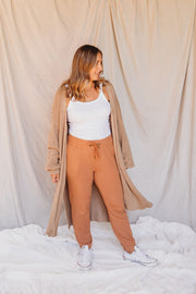 Casual Track Pants - Woman - Bamboo French Terry - Clay track pants Halo & Horns SML 