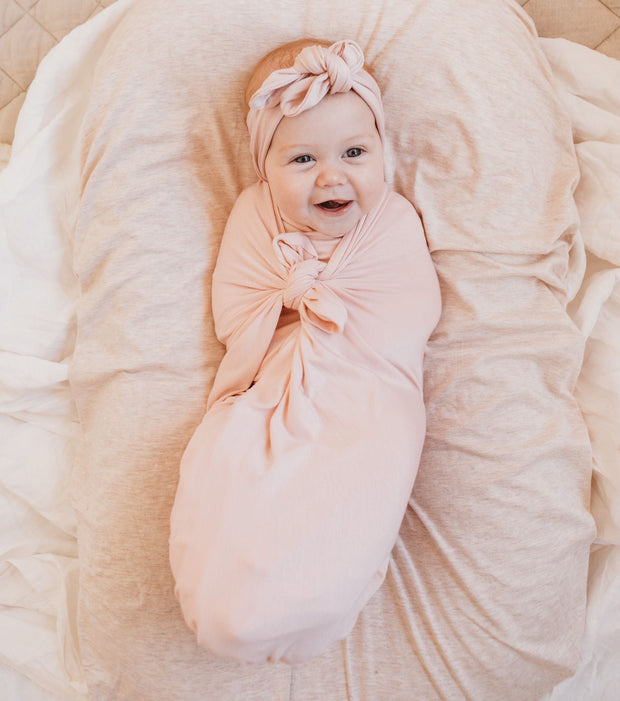 Baby Swaddle/Wrap - Organic Bamboo jersey - Peony Baby Wrap Halo & Horns 