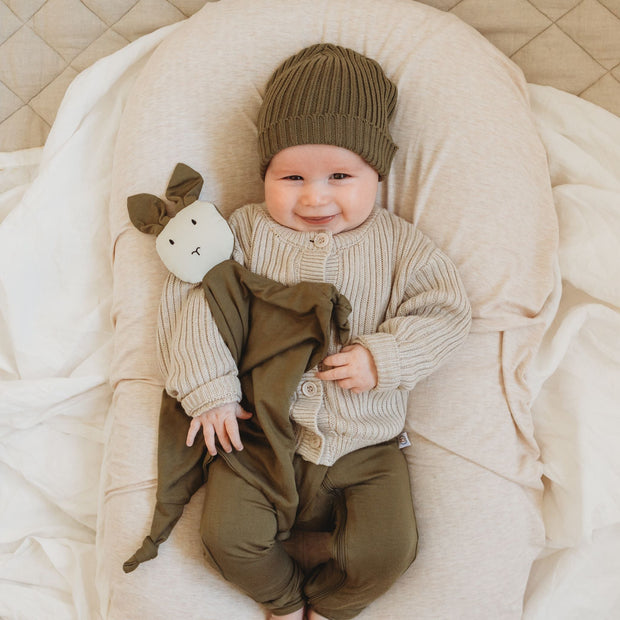 Bassinet - Bamboo Fitted - Oat Cot Sheet Halo & Horns 