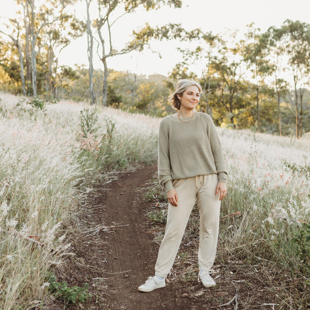 Casual Track Pants - Woman - Bamboo French Terry - Vanilla track pants Halo & Horns 