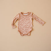 Onesie - Long Sleeve - Bamboo - Clay Leopard oneisie Halo & Horns Company Newborn 