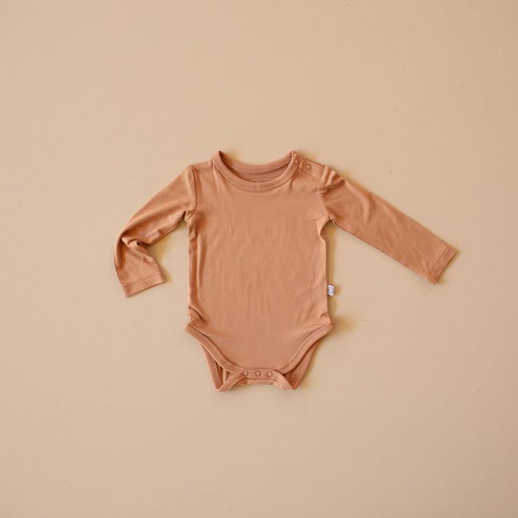 Onesie - Long Sleeve - Bamboo - Clay oneisie Halo & Horns Company Newborn 