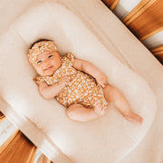 Flutter Sleeve Onesie - Bamboo Bubble Romper - Honey Daisy Onesie Halo & Horns 