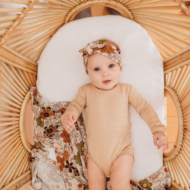 Onesie - Bamboo Long Sleeve - Vanilla oneisie Halo & Horns Company 