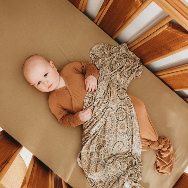Baby Swaddle Wrap - Organic Bamboo jersey - Mandala Baby Wrap Halo & Horns 