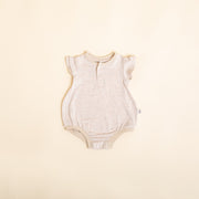 Flutter Sleeve Onesie - Bamboo Bubble Romper - Oat Onesie Halo & Horns 