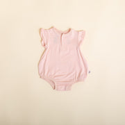 Flutter Sleeve Onesie - Bamboo Bubble Romper - Pale Peony Onesie Halo & Horns 