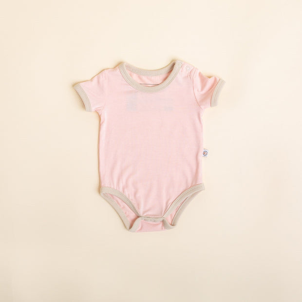Onesie - Short Sleeve - Pale Peony Pink Oat Onesie Halo & Horns 0-3 months 