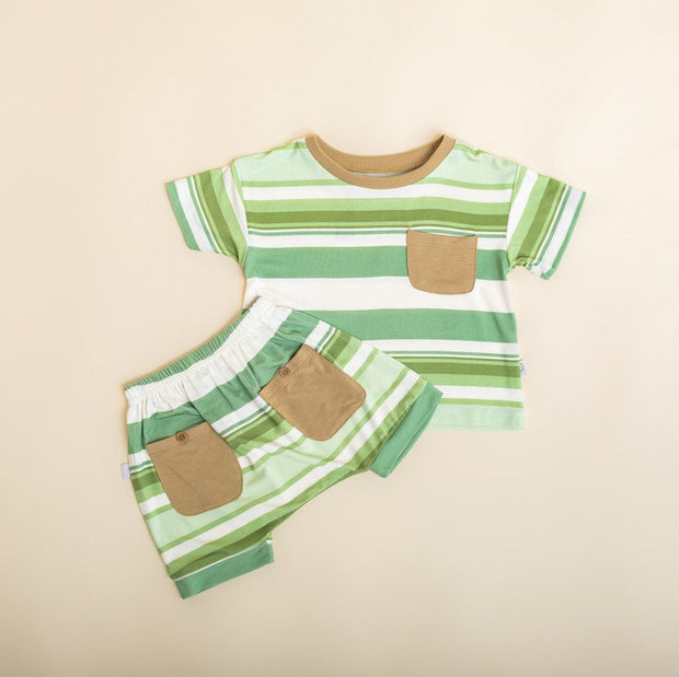 Shorts - Harem Style - Moss Stripe Shorts Halo & Horns 