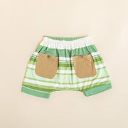 Shorts - Harem Style - Moss Stripe Shorts Halo & Horns 2-3yrs 