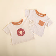 Box Pocket T Shirt - Bamboo - Sun Print tshirt Halo & Horns 