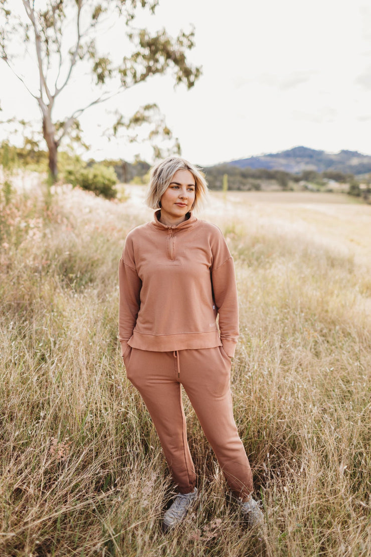 Track Pants - Woman - Bamboo French Terry - Clay track pants Halo & Horns 