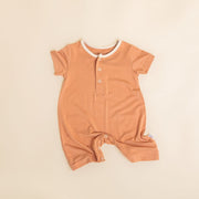Romper Pocket - Short Sleeve- Clay Romper Halo & Horns 3-6 months 