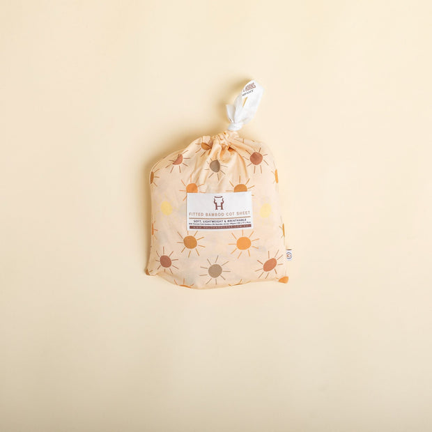 Cot Sheet - Bamboo Fitted - Sunshine Cot Sheet Halo & Horns 