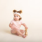 Onesie - Short Sleeve - Pale Peony Pink Oat Onesie Halo & Horns 