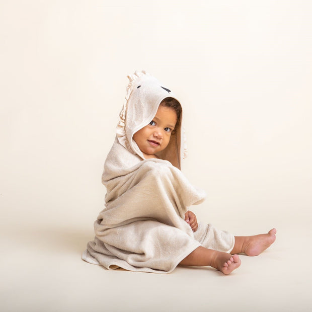 Bamboo Hooded Towel - Lion- Oat Halo & Horns 