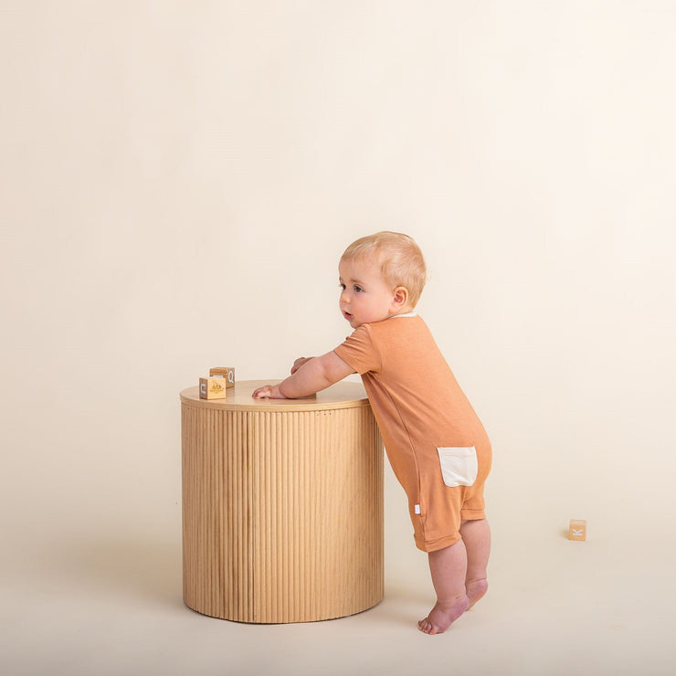 Romper Pocket - Short Sleeve- Clay Romper Halo & Horns 