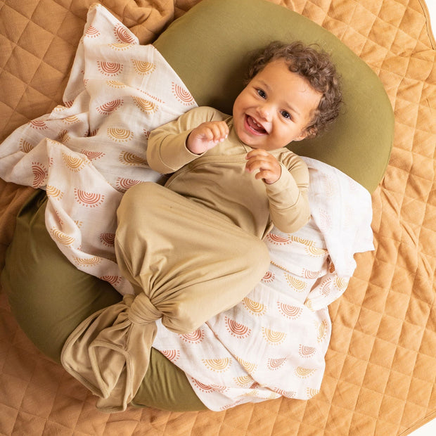 Bassinet Sheets_ Baby Lounger Cover - Organic Bamboo Jersey- Olive Cot Sheet Halo & Horns 