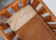 Cot Quilt - Linen - Bamboo - Toffee | Stripe under Baby Blanket Halo & Horns 