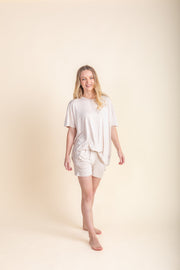 Woman - Bamboo Ruche Shorts- Oat Tshirts Halo & Horns 