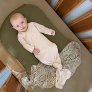 Bassinet Sheets_ Baby Lounger Cover - Organic Bamboo Jersey- Olive Cot Sheet Halo & Horns 