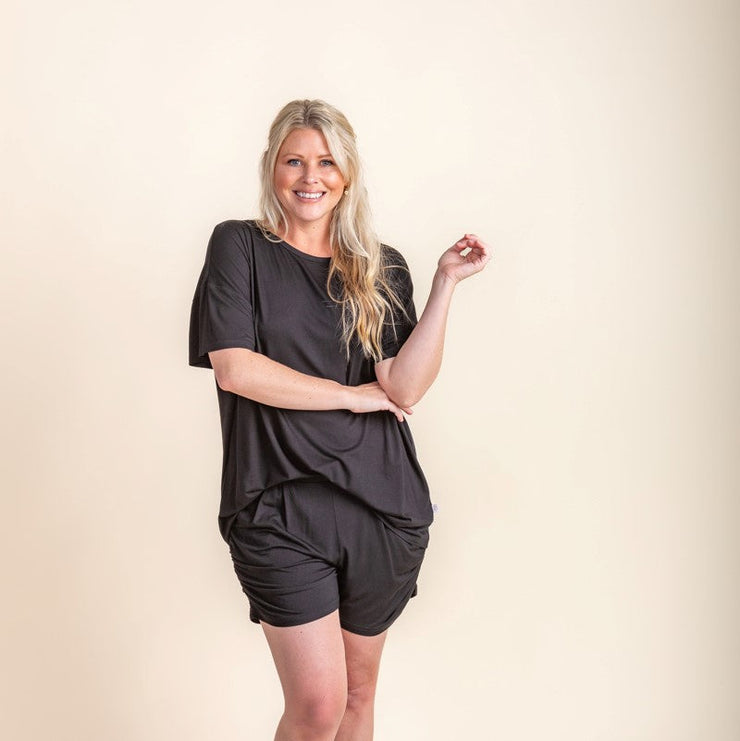 Woman - Bamboo Ruche Shorts- Black Tshirts Halo & Horns 