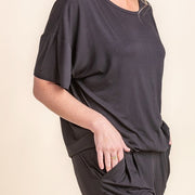 Woman - Bamboo Oversize Basic tshirt - Black Tshirts Halo & Horns SML 