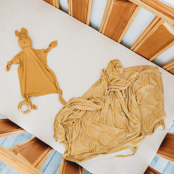 Baby Swaddle Wrap - Organic Bamboo jersey - Honey Rainbow Baby Wrap Halo & Horns 