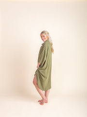 Woman - Bamboo Luxe Linen Oversized Dress- Olive Linen Shirt Halo & Horns 