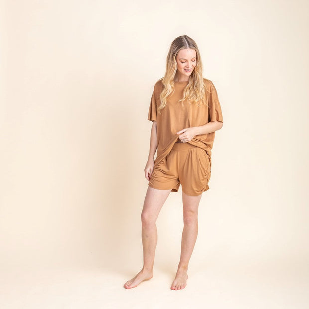 Woman - Bamboo Oversize Basic tshirt - Toffee Tshirts Halo & Horns 