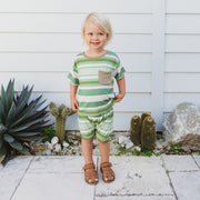 Shorts - Harem Style - Moss Stripe Shorts Halo & Horns 