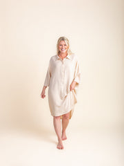 Woman - Bamboo Luxe Linen Oversized Dress- Cream Linen Shirt Halo & Horns 