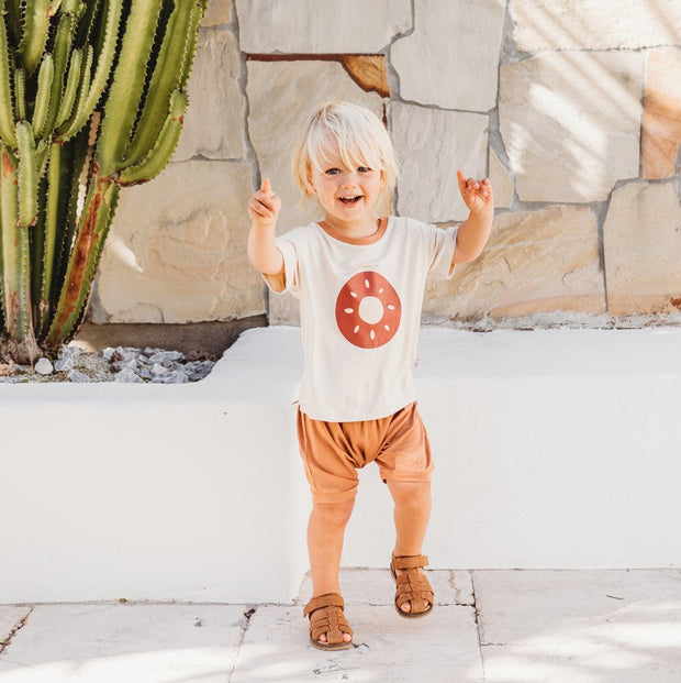 Box Pocket T Shirt - Bamboo - Sun Print tshirt Halo & Horns 