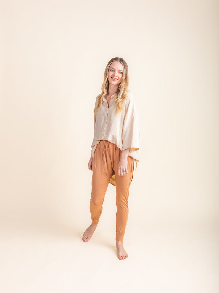 Woman - Bamboo Luxe Linen Oversized Shirt- Cream Linen Shirt Halo & Horns 