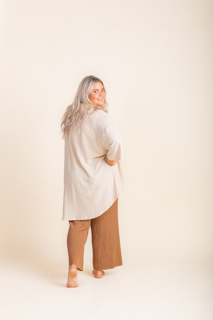 Woman - Bamboo Luxe Linen Oversized Shirt- Cream Linen Shirt Halo & Horns 