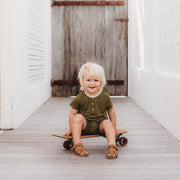 Romper Pocket - Short Sleeve- Olive Romper Halo & Horns 